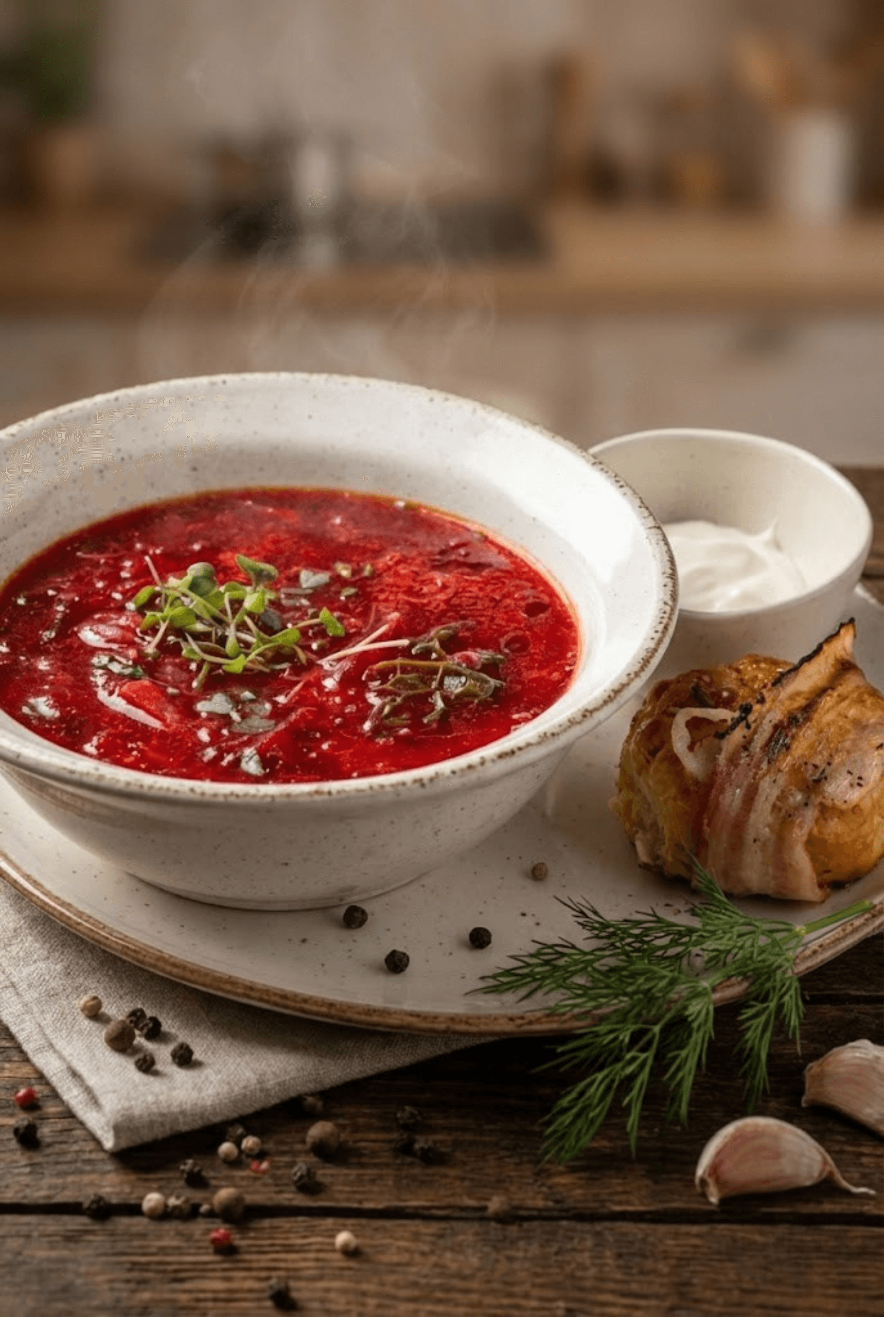 Sopa tradicional ucraniana de beterraba
